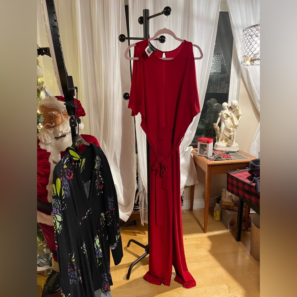 Frank Lyman Design Cold Shoulder Red Jumpsuit